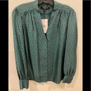Lafayette 148 New York silk blouse in wintergreen. Size small